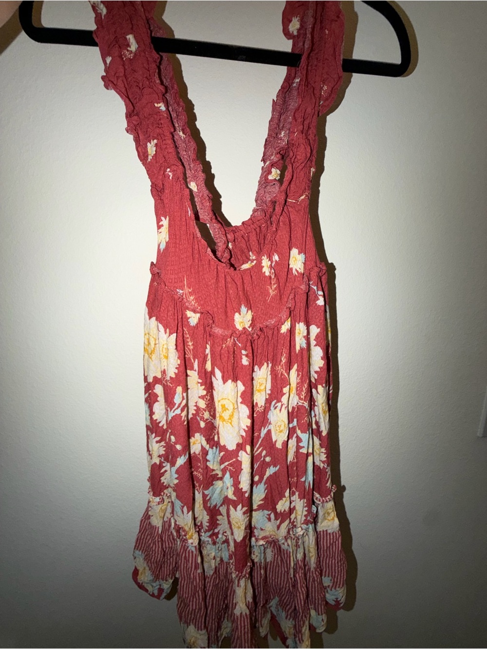 Free People Rust Floral Smocked Mini Dress